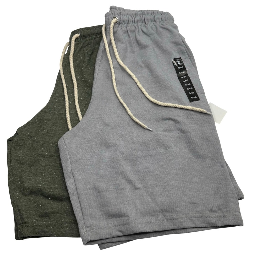 2 Pack Lot NWT Jake Austin Shorts Men Small Gray Green  Drawstring Elastic Waist